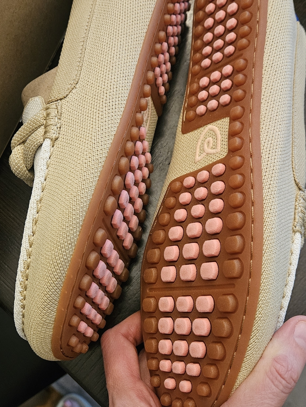 Rothy's The Braid Driver Loafers in Cappuccino with Pink Insole - Picture 4 of 6